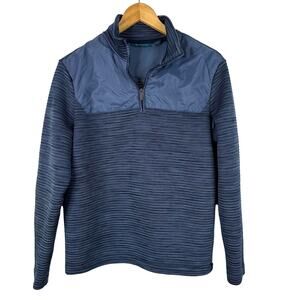 Perry Ellis Blue Textured Long Sleeve Quarter Zip